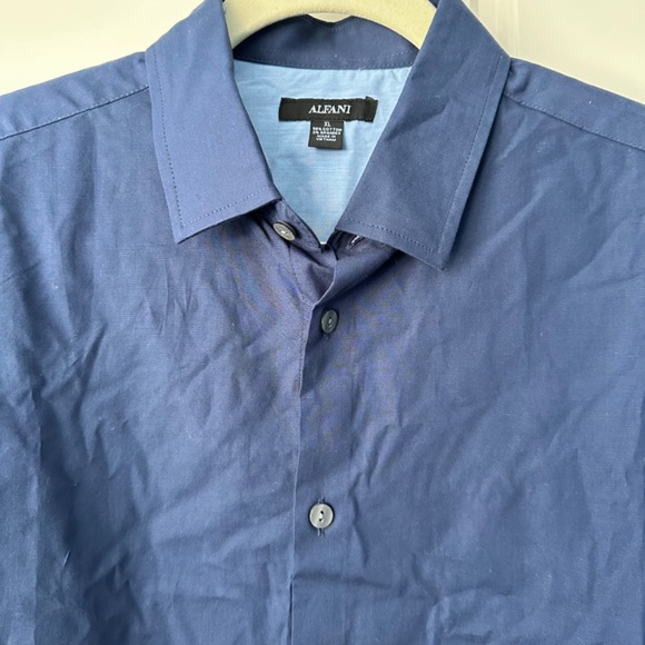 Alfani Modern Classic-Fit Stretch Solid Button-Down Shirt XL Classic Fit Blue - Picture 9 of 11